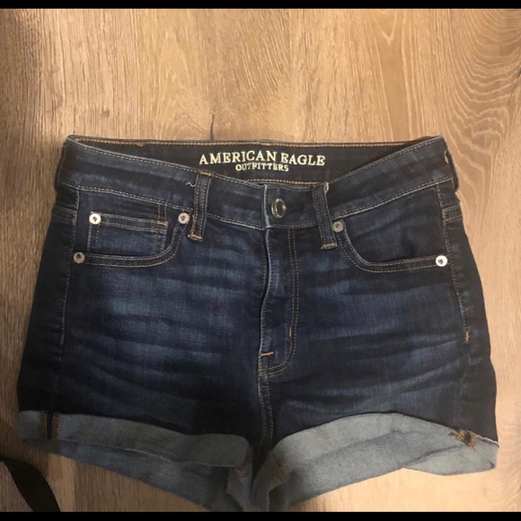 American Eagle High Rise Dark Wash Denim Shorts - Picture 1 of 1